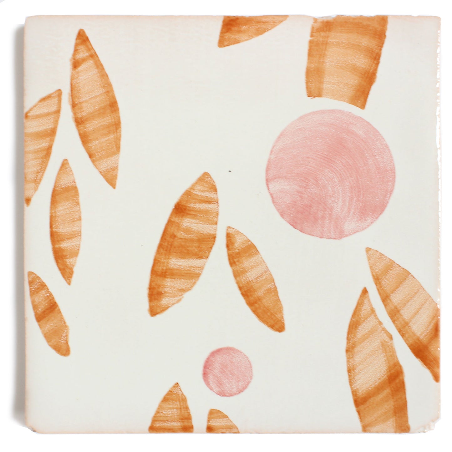 Cherry hand painted tiles in Rust & Rose