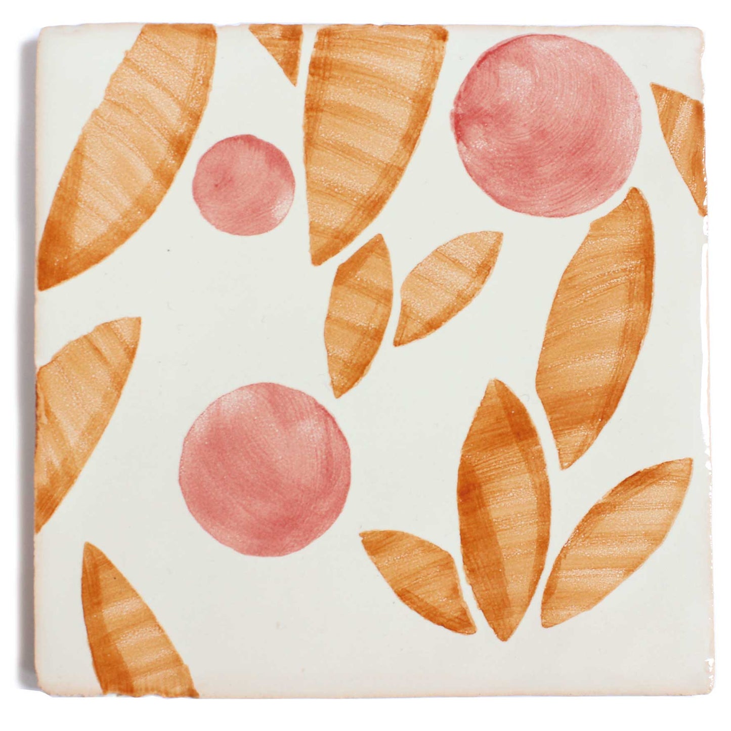 Cherry hand painted tiles in Rust & Rose