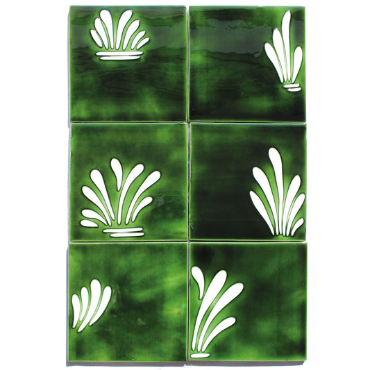 Spray hand painted tiles in Holly