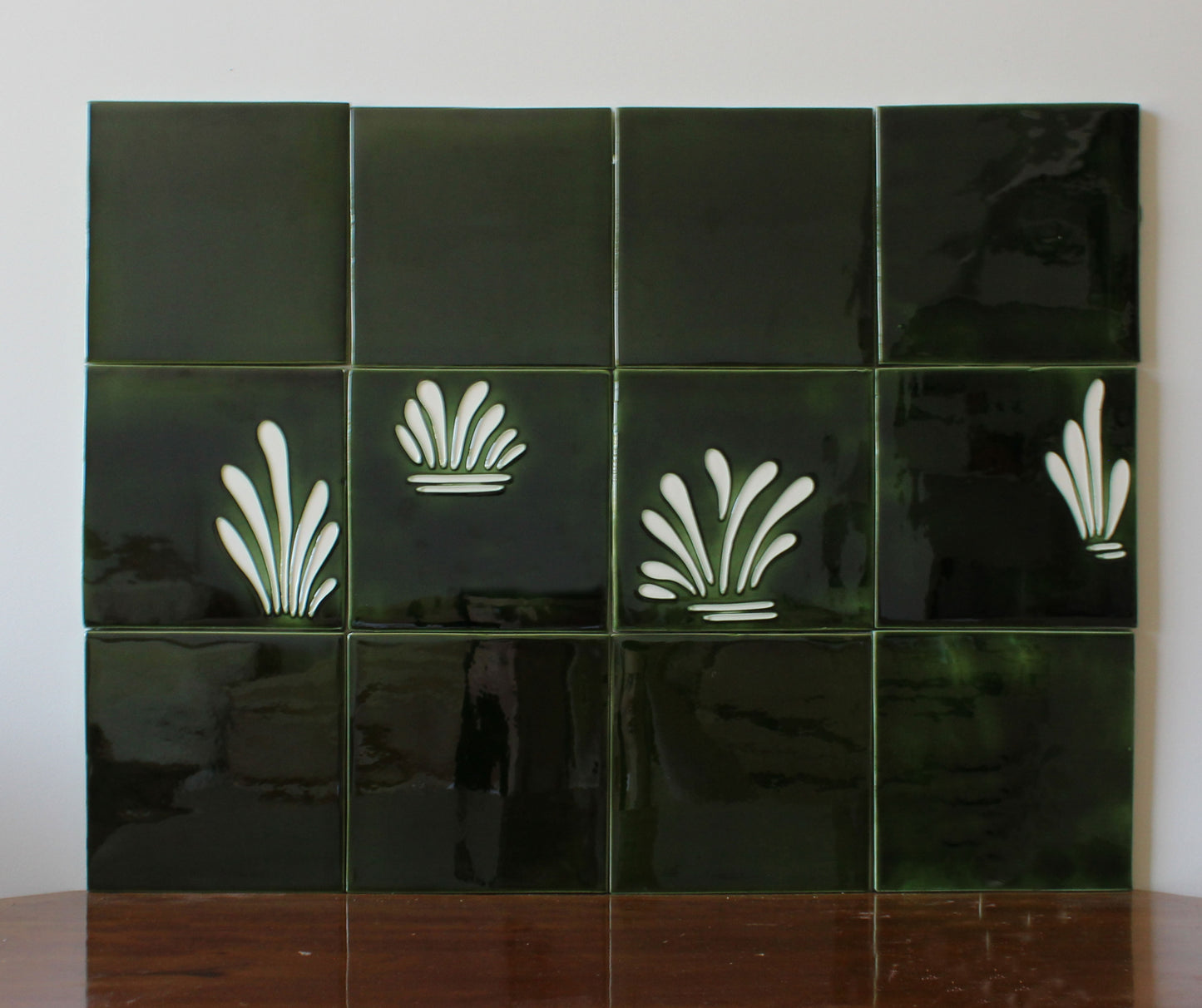 Spray hand painted tiles in Holly