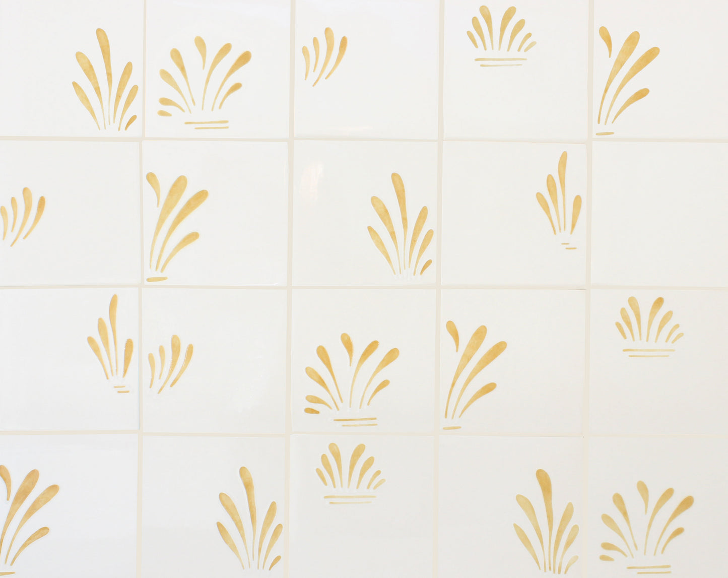 Spray hand painted tiles in Honey
