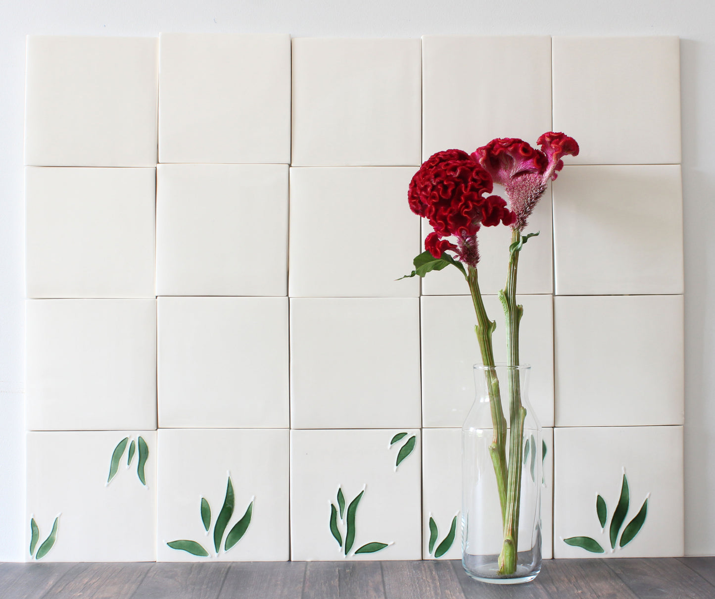 Pomegranate hand painted tiles in Pine