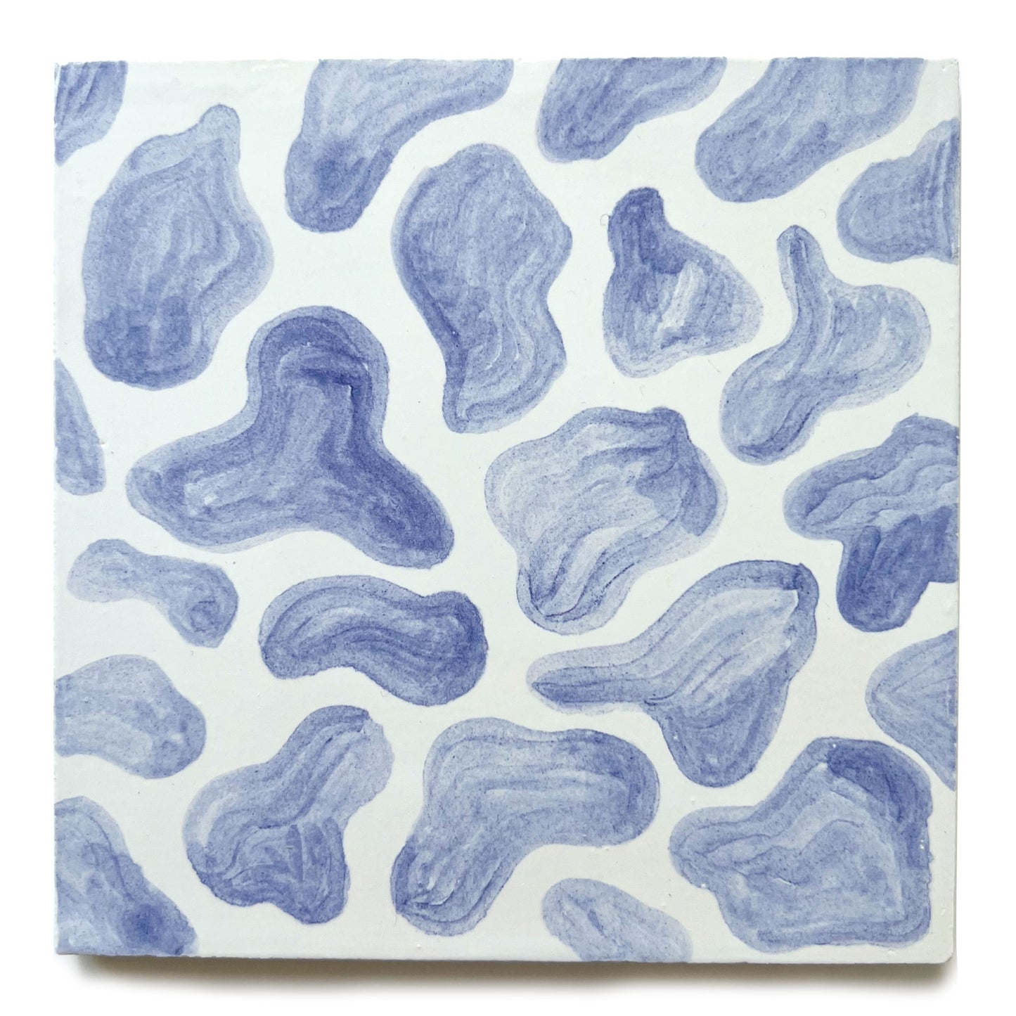 Leopard hand painted tiles in Soft Blue & White