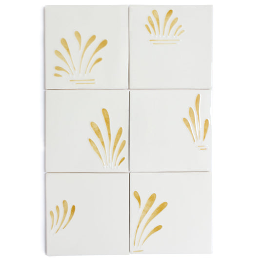 Spray hand painted tiles in Honey
