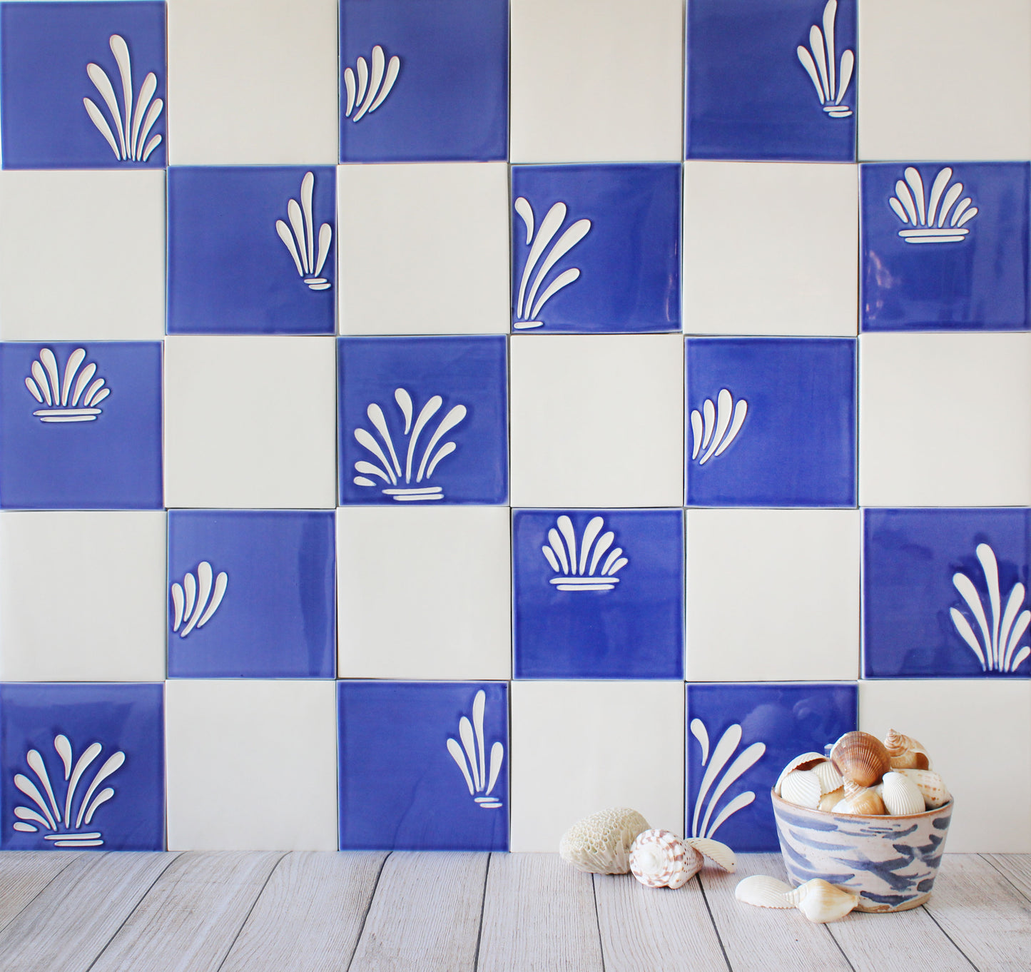 Plain glazed handmade ceramic tiles