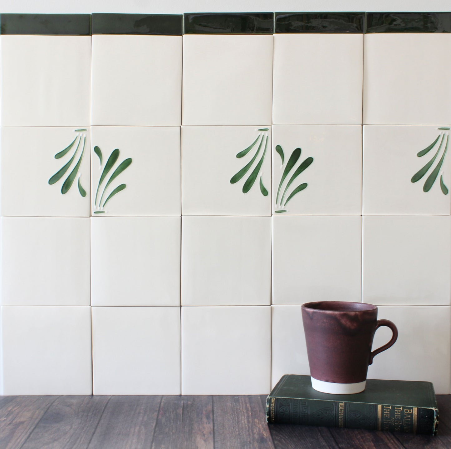 Spray hand painted tiles in Pine