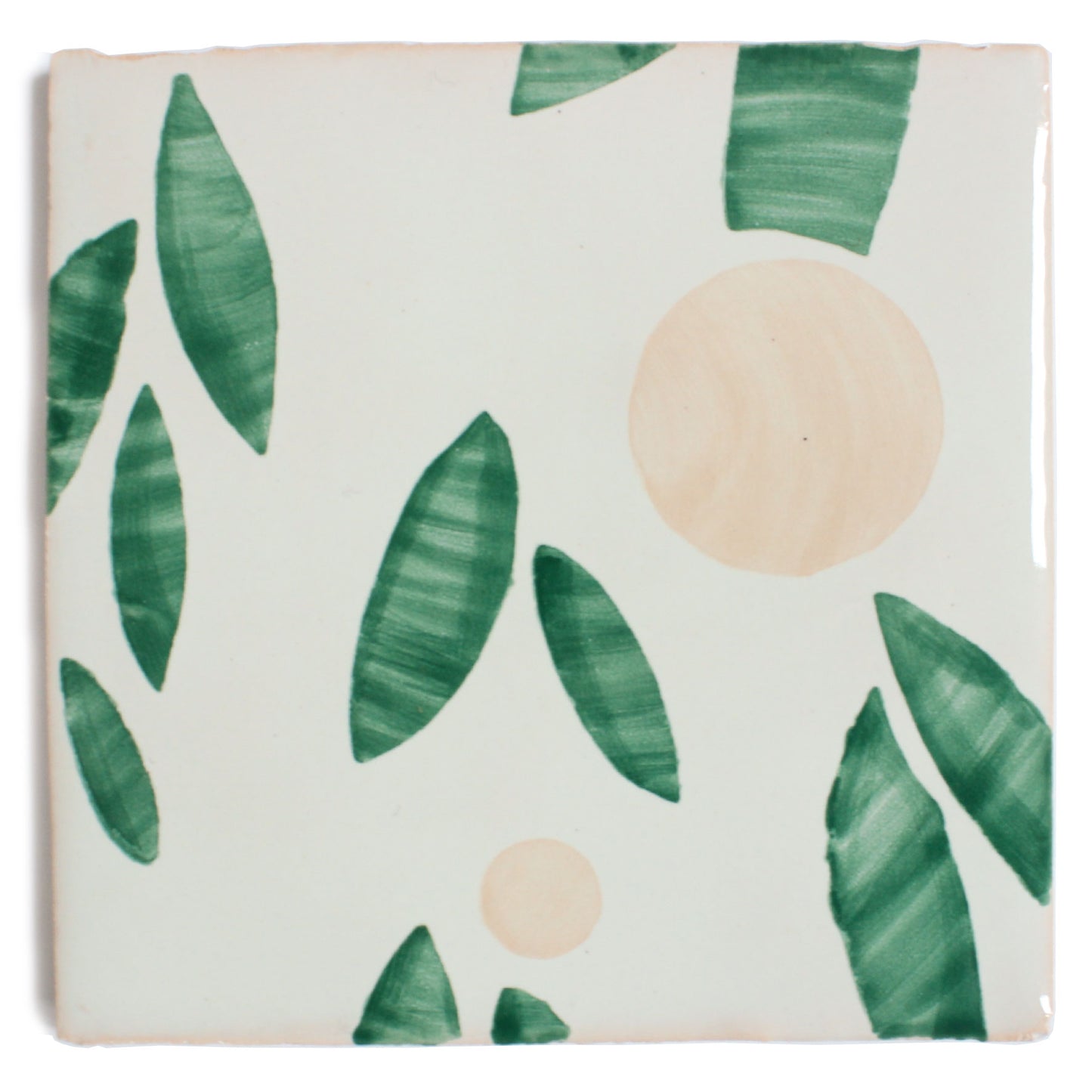 Cherry hand painted tiles in Pink & Green