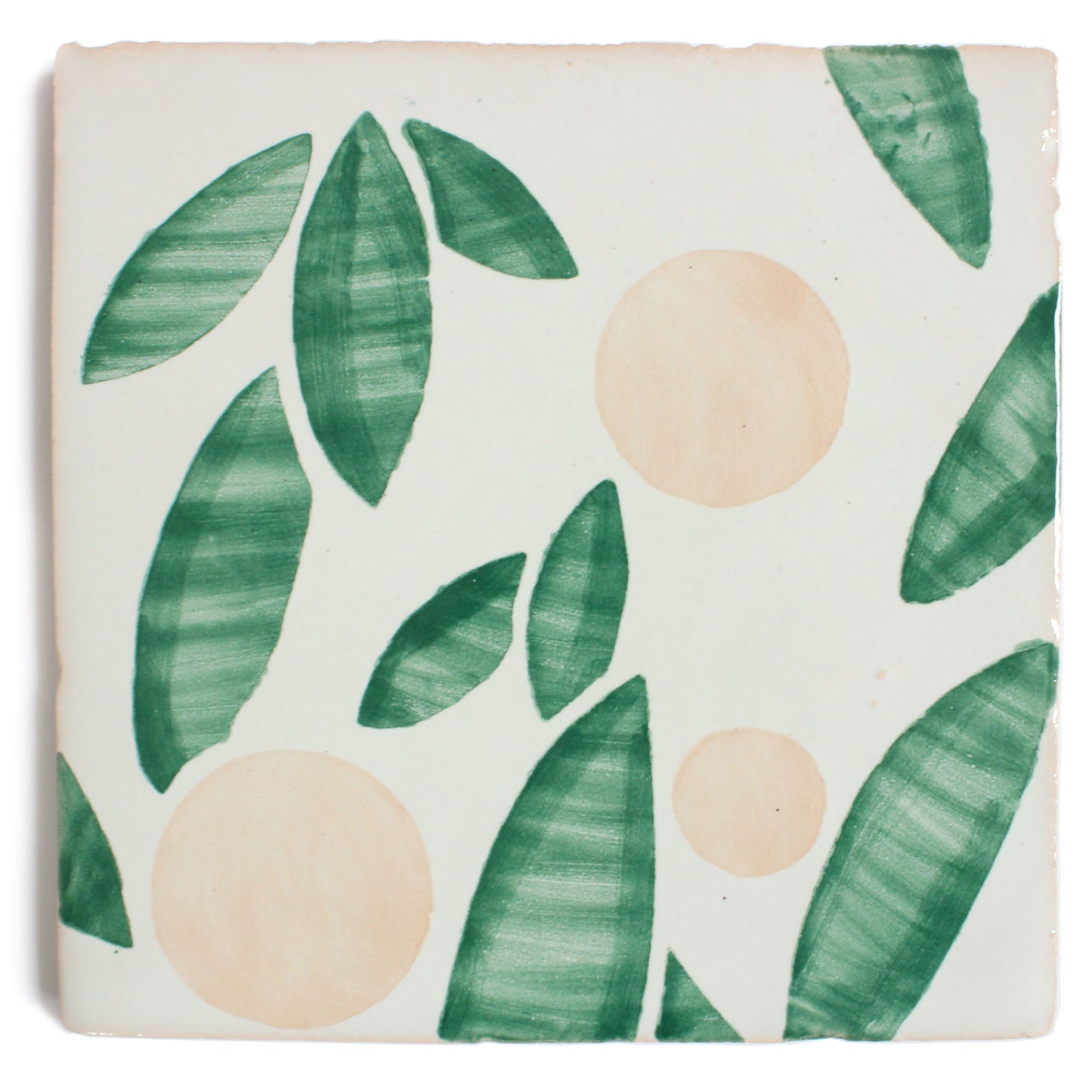 Cherry hand painted tiles in Pink & Green