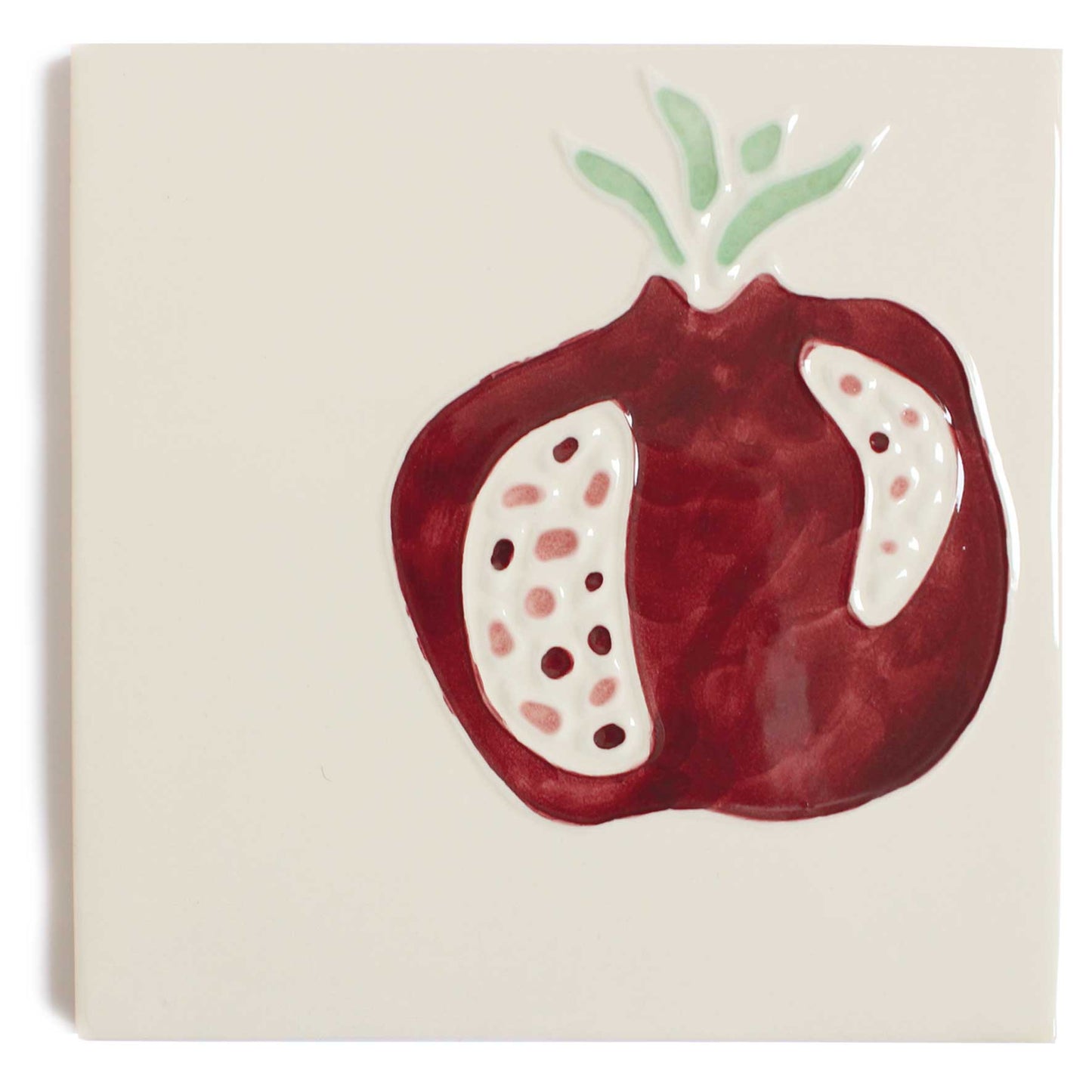 Pomegranate hand painted tiles in Honey