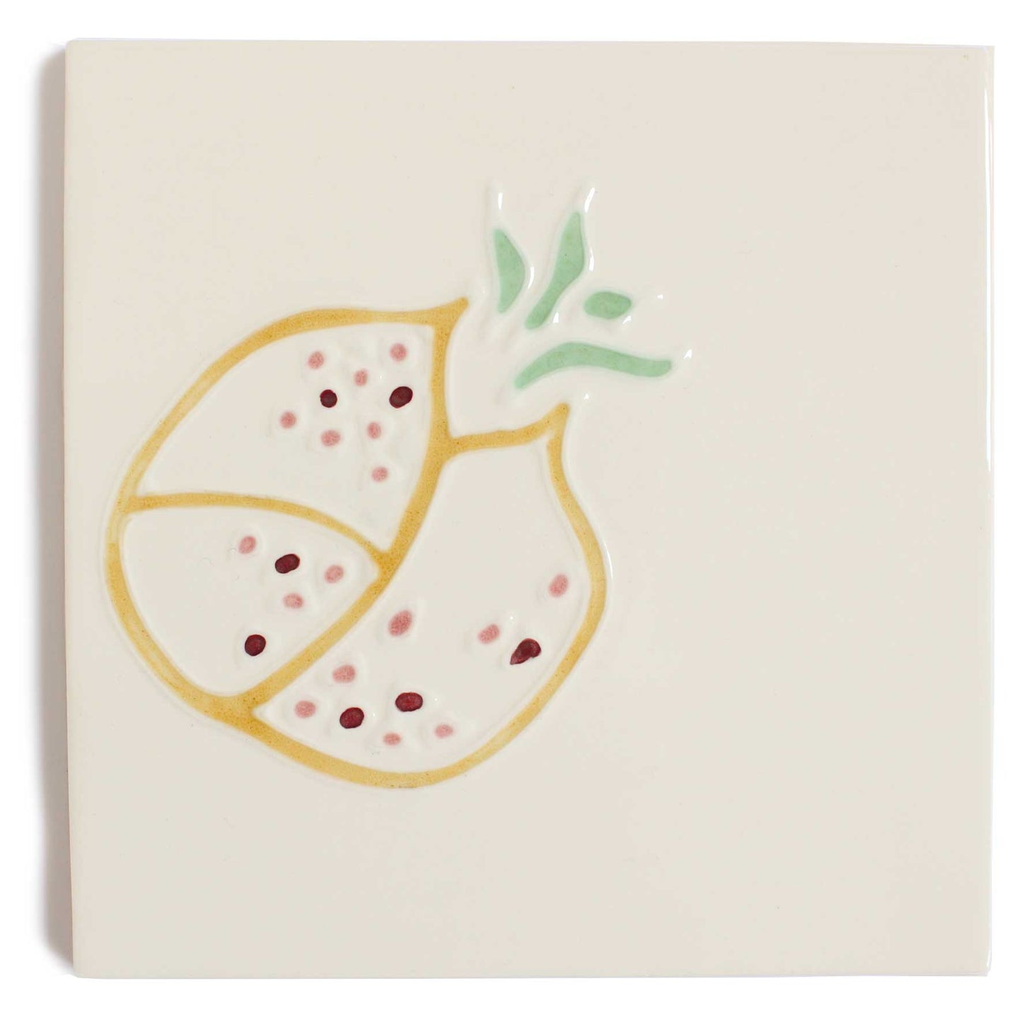 Pomegranate hand painted tiles in Honey