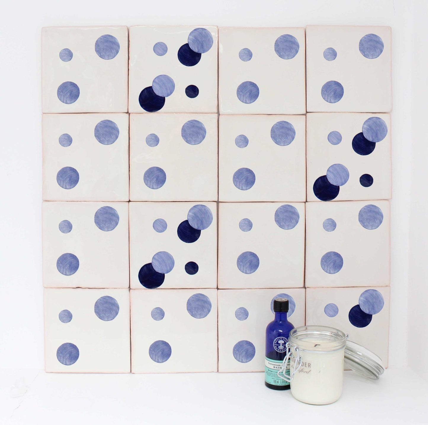 Hand painted Domino pattern tiles