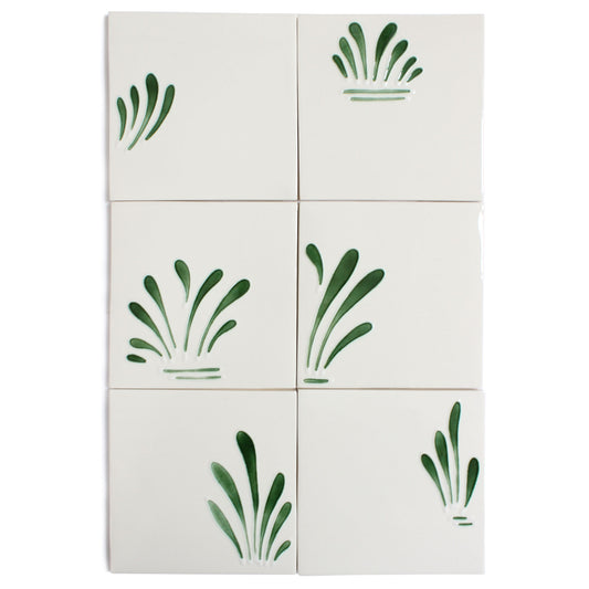 Spray hand painted tiles in Pine