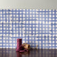 Gingham hand painted tiles in Cobalt Blue & White
