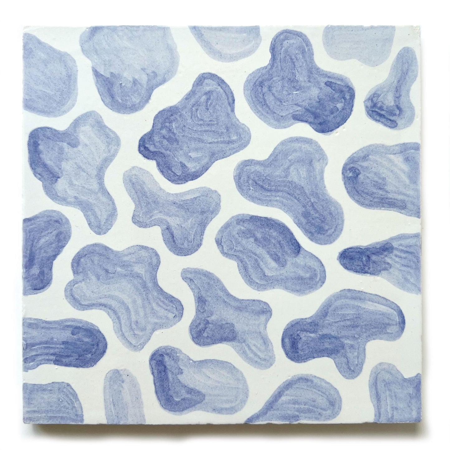Leopard hand painted tiles in Soft Blue & White