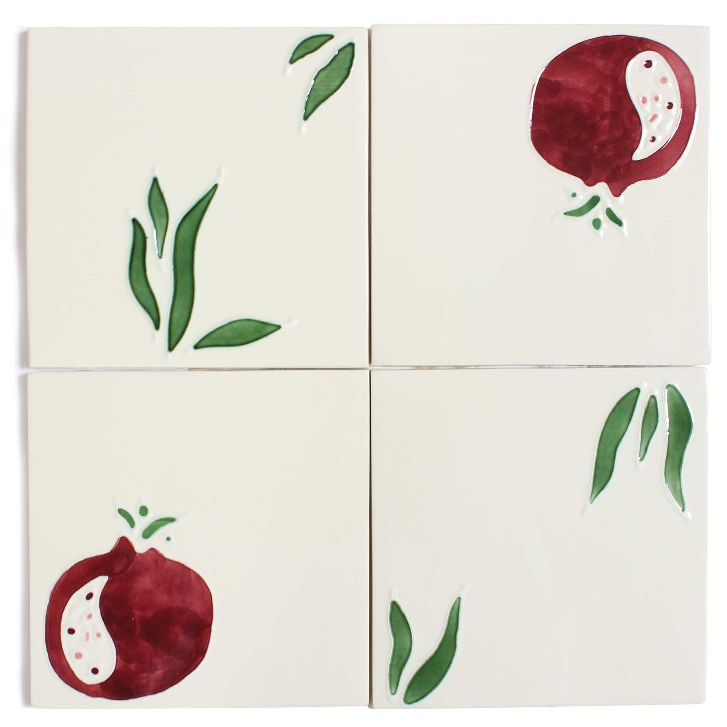 Pomegranate hand painted tiles in Pine