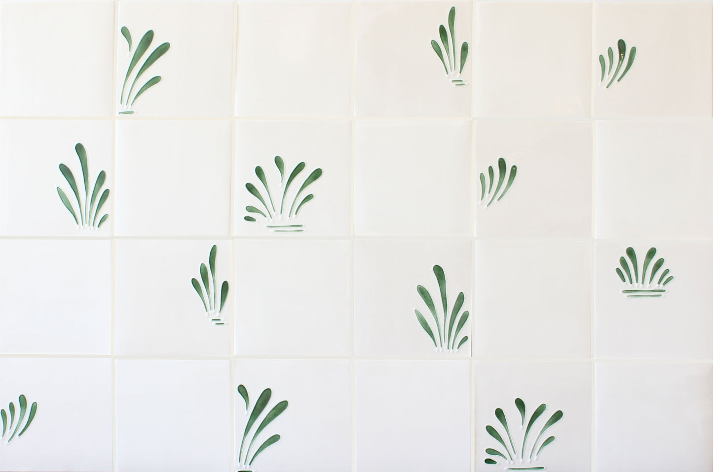 Spray hand painted tiles in Pine